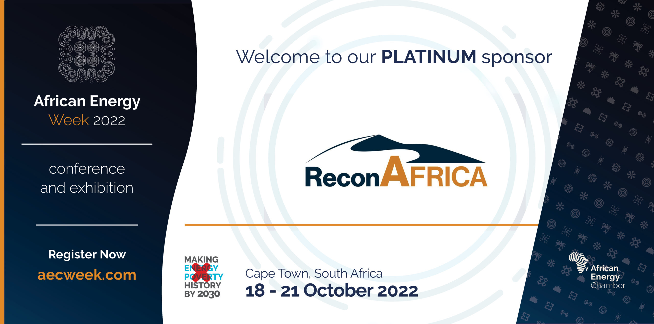 ReconAfrica Strongly Commits to AEW 2022 with Platinum Sponsorship and CEO Participation to Discuss Boosting Exploration and Energy Production in Africa￼