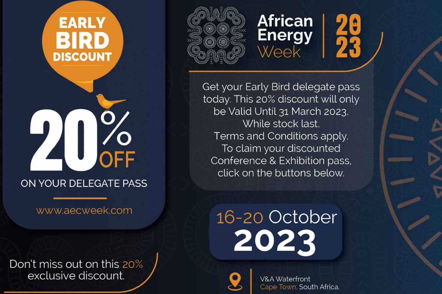 Don’t Miss the African Energy Week 2023 20% Early Bird Special!